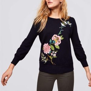 LOFT - Asian floral black sweater -Great condition
